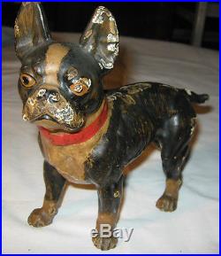 X Rare! Antique Boston Terrier Cast Iron Dog Statue Sculpture Hubley Doorstop