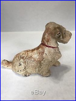 X Rare Antique Hubley Solid Cast Iron Sealyham Terrier Dog Art Statue Doorstop