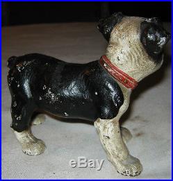 X Rare Antique Solid Cast Iron Standing Boston Terrier Hubley Dog Doorstop Puppy