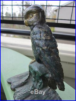 Xxrare Antique Original 1920 National Foundry #97 Cast Iron Owl Statue Doorstop