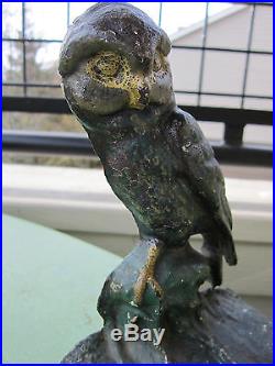 Xxrare Antique Original 1920 National Foundry #97 Cast Iron Owl Statue Doorstop