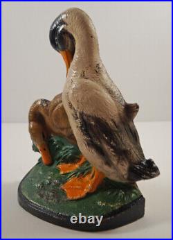 -antique 2 Ducks Bird Cast Iron Hubley Doorstop Farm Country Americana Folk Art